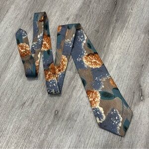 Halston iii Italian silk Floral Tie in Blue and Brown necktie men’s formal wear